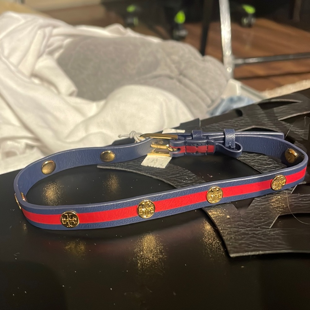 Tory Burch Logo Double Wrap Leather Bracelet